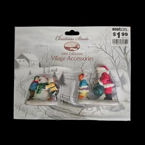 Christmas Streets 2004 Village Accessories Santa Snowman Ceramic NIP